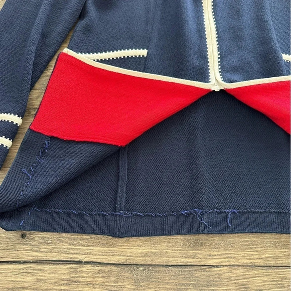 Vintage St John Collection Marie Gray Sz 4 Navy Nautical Zip Up Jacket Santana - Picture 9 of 11